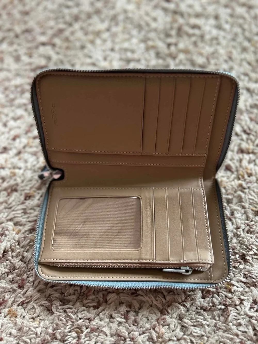 Coach Light Blue Leather Zip Wallet